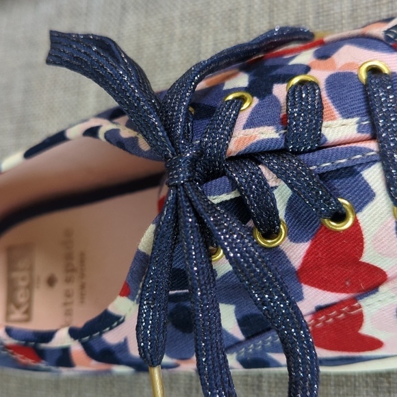 Keds Kate Spade Collab Sneakers Patriotic Red Blue Hearts Metallic Laces 5.5 - Picture 3 of 13